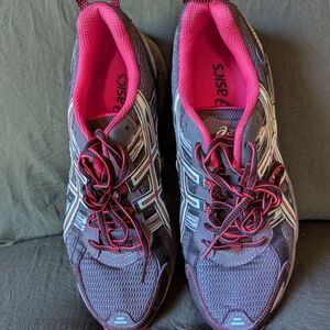 ASICS Women's Gray and Pink Running Shoes